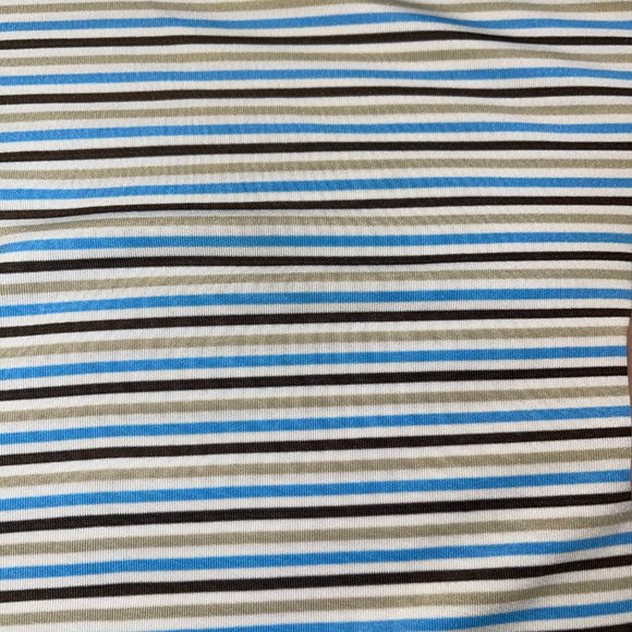Footjoy Men's Blue, Beige & Black Striped 3 Button Polo, Size M - Picture 5 of 7